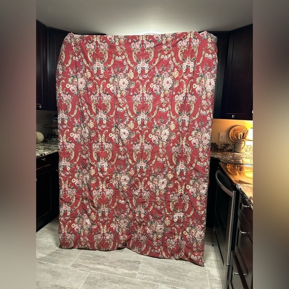 VTG Ralph Lauren Danielle Marseilles Comforter Twin Red Floral Cabin Barncore - Picture 1 of 10